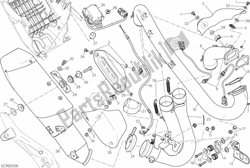All parts for the Exhaust System of the Ducati Hypermotard Hyperstrada USA 821 2013